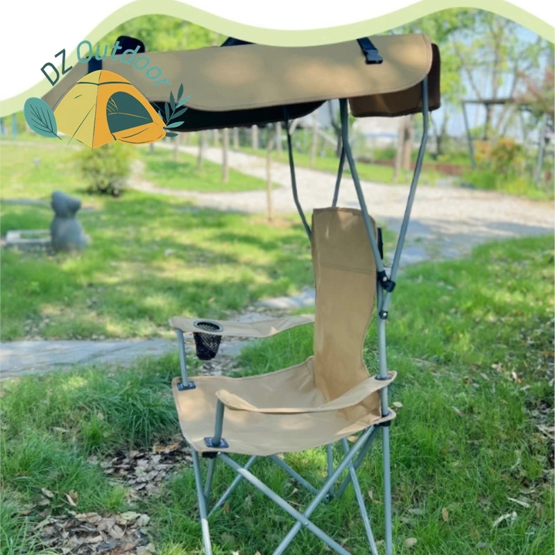 

DZ Outdoor Camping Sunshade Armrest Folding Chair Portable Foldable Backrest Armrest Chair Fishing Picnic Fishing Leisure Chairs