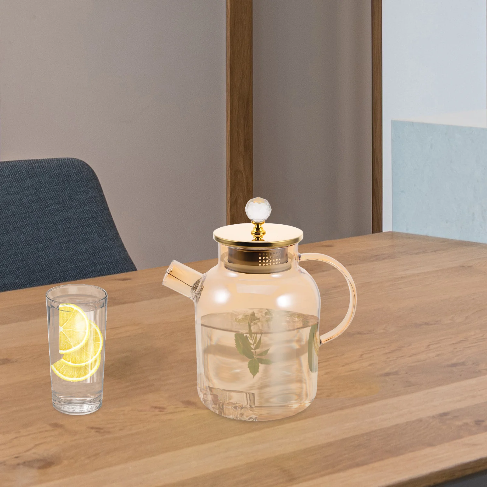 

Large Capacity Heat Resistant Glass Water Jug Transparent Glass Carafe Boiling Tea Cold Beverage Server Teapots for Tea