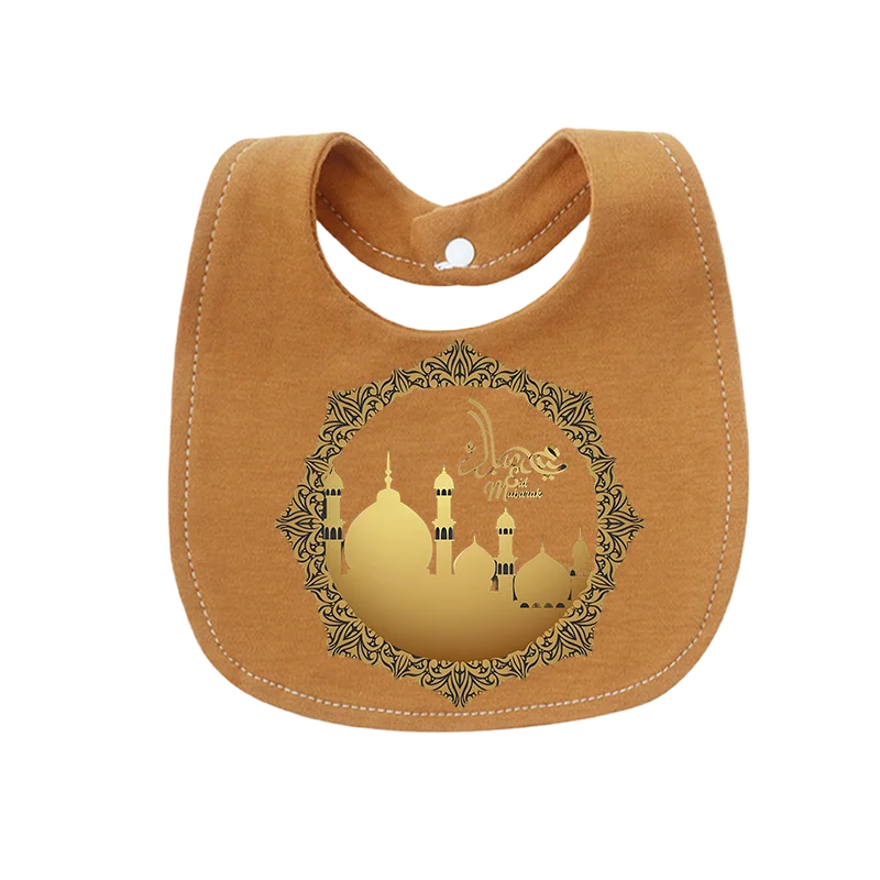 Islamic Print Newborn Weaning Bib Double Layer Adjustable Snap Button Cute Cartoon Newborn Essentials Baby Products