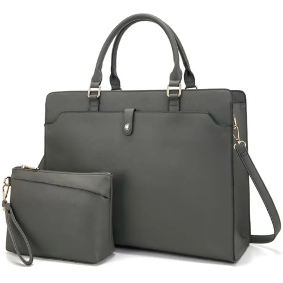 15.6" Vegan Leather Laptop Bag for Women Lightweight Water-Resistant Work Tote and Briefcase for TravelCollege Office