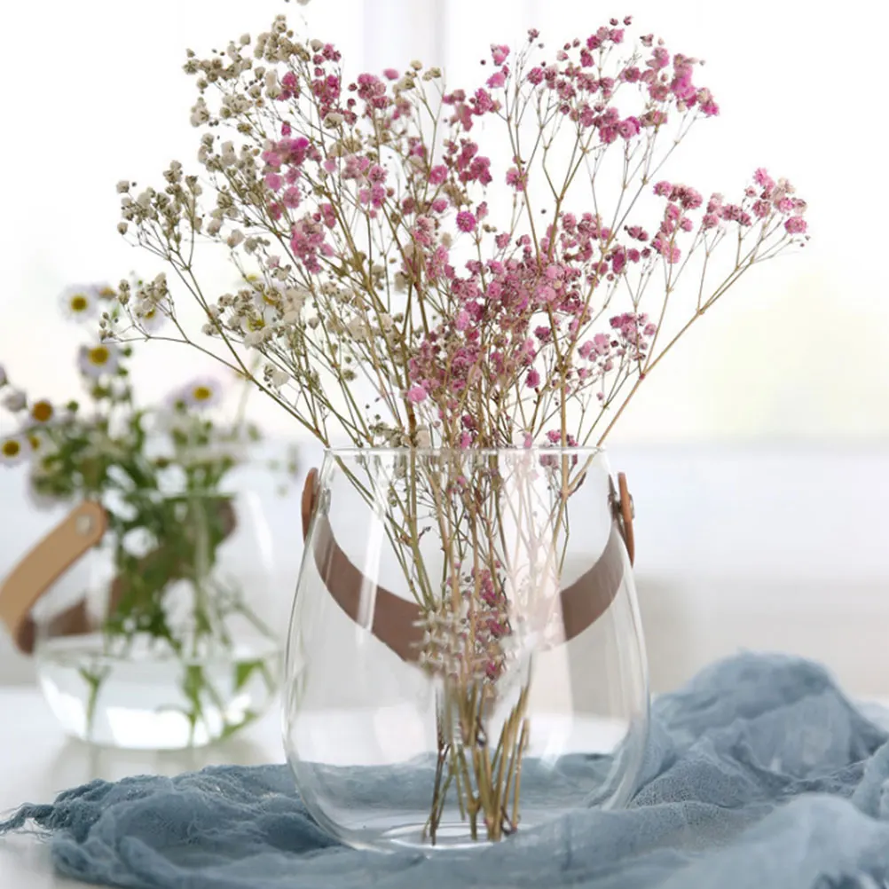 

Nordic Style Flower Vase Handle Glass Vase Simple Chic Floral Arrangement Home Decor Decorative Flowers Holder