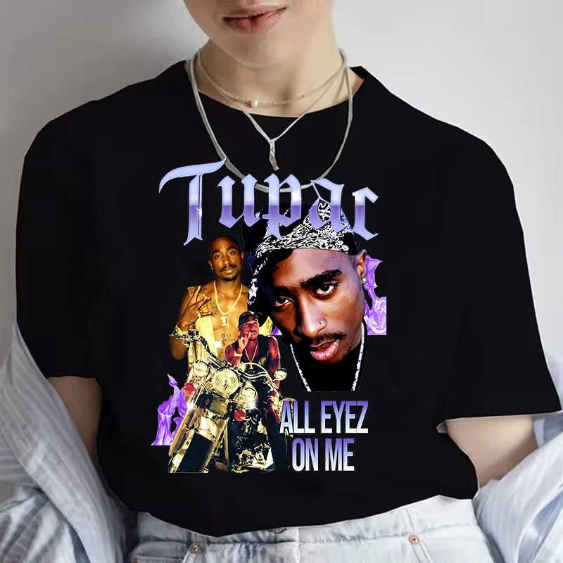 Cool 2024 Summer Fashion T-shirt Rapper Tupac Tops Hip Hop Streetwear Short Sleeves Tee Shirt  Women T Shirt Female Tshirt