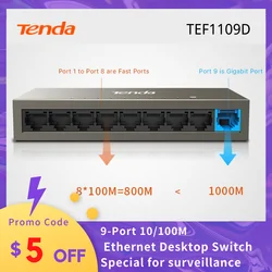 Tenda Fast Ethernet Switch 9x 10/100Mbps RJ45 ports Network Switch desktop Switch For IP surveillance camera Office home