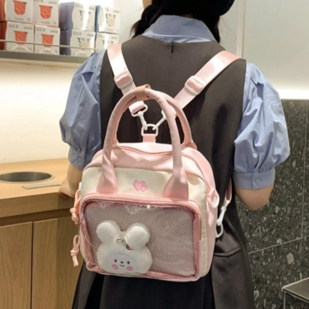 Y2K Transparent Japanese Shoulder Bag JK Itabag Clear Toys Pocket Backpack All-match Storage Bag Students Cartoon School Bag