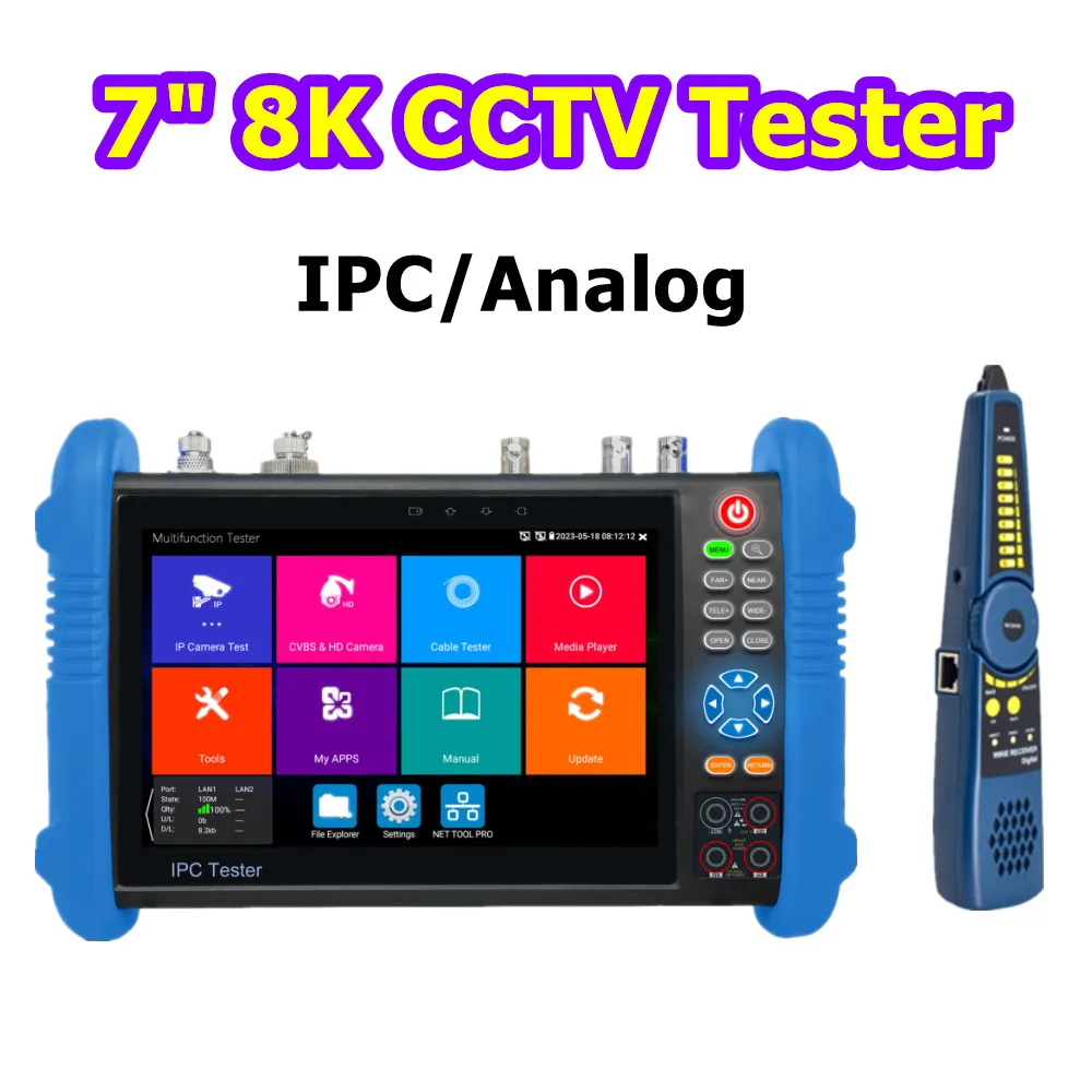 

Upgraded IPC-9800 CLMOVTADHS-Pro IPC CCTV Tester 8MP AHD CVI TVI Camera 8K H.265 IP Camera Tester 7'' IPS Screen VGA Input