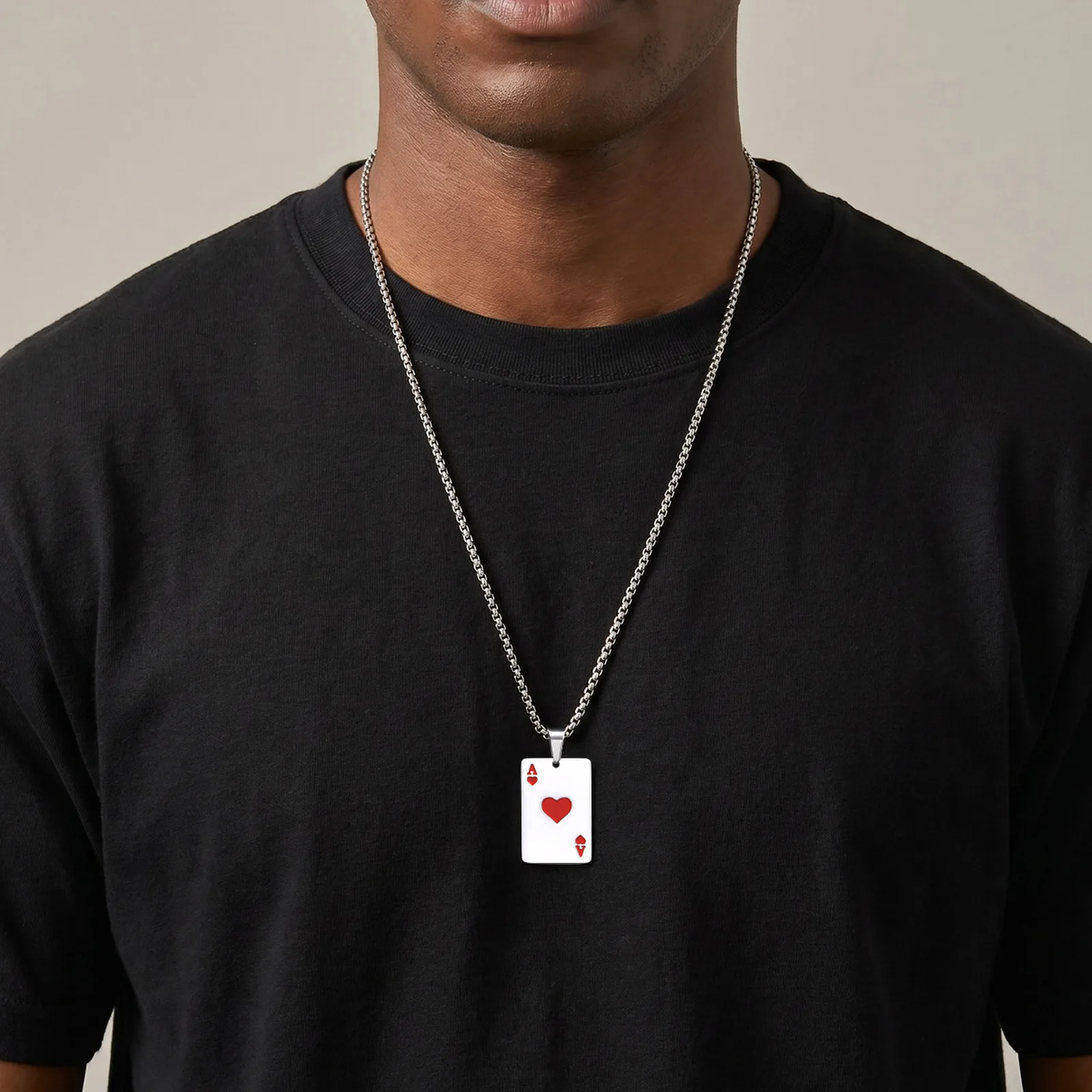Vnox Stainless Steel Ace of Spades Pendant Necklace for Men, Hip