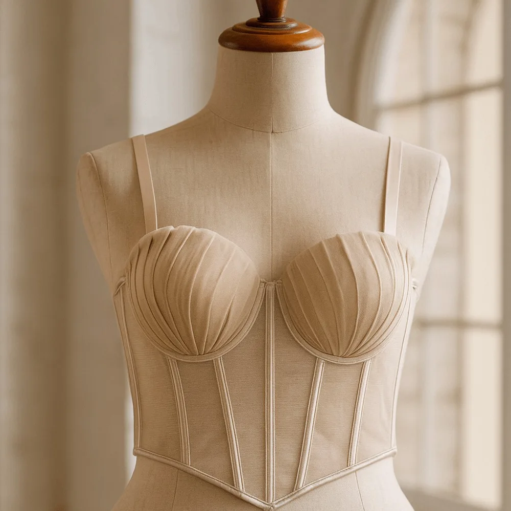 

Undershirt Pleated Mesh Camisole Slim Fit Sleeveless Mesh Fish Bone Corset Transparent Y2k Crop Tops Ladies