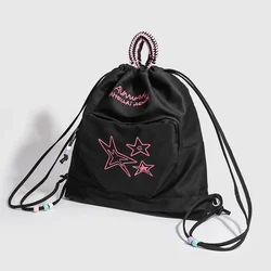 Women's Bag Shoulder Bags New Fashion Embroidery Letter Drawstring Bags Leisure Versatile American Retro Cowboy Travel Backpack