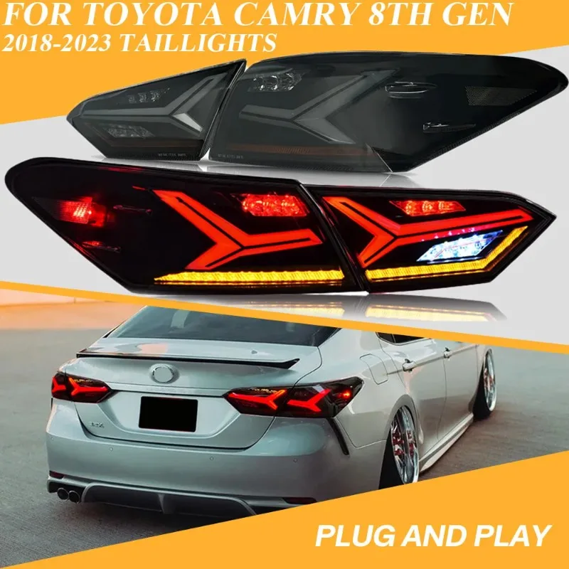

For Toyota Camry 8th Gen 2018-2024 LED Tail Lights Smoke Lens Left Right Pair