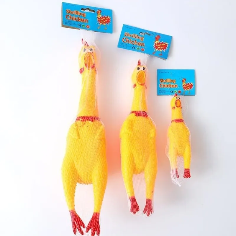 Dog Sounding Toy Screaming Chicken Pet Dog Toy Releasing Chicken Squeeze Sound Dog Chew Toy Durable Yellow Rubber 16CM 30CM 38CM