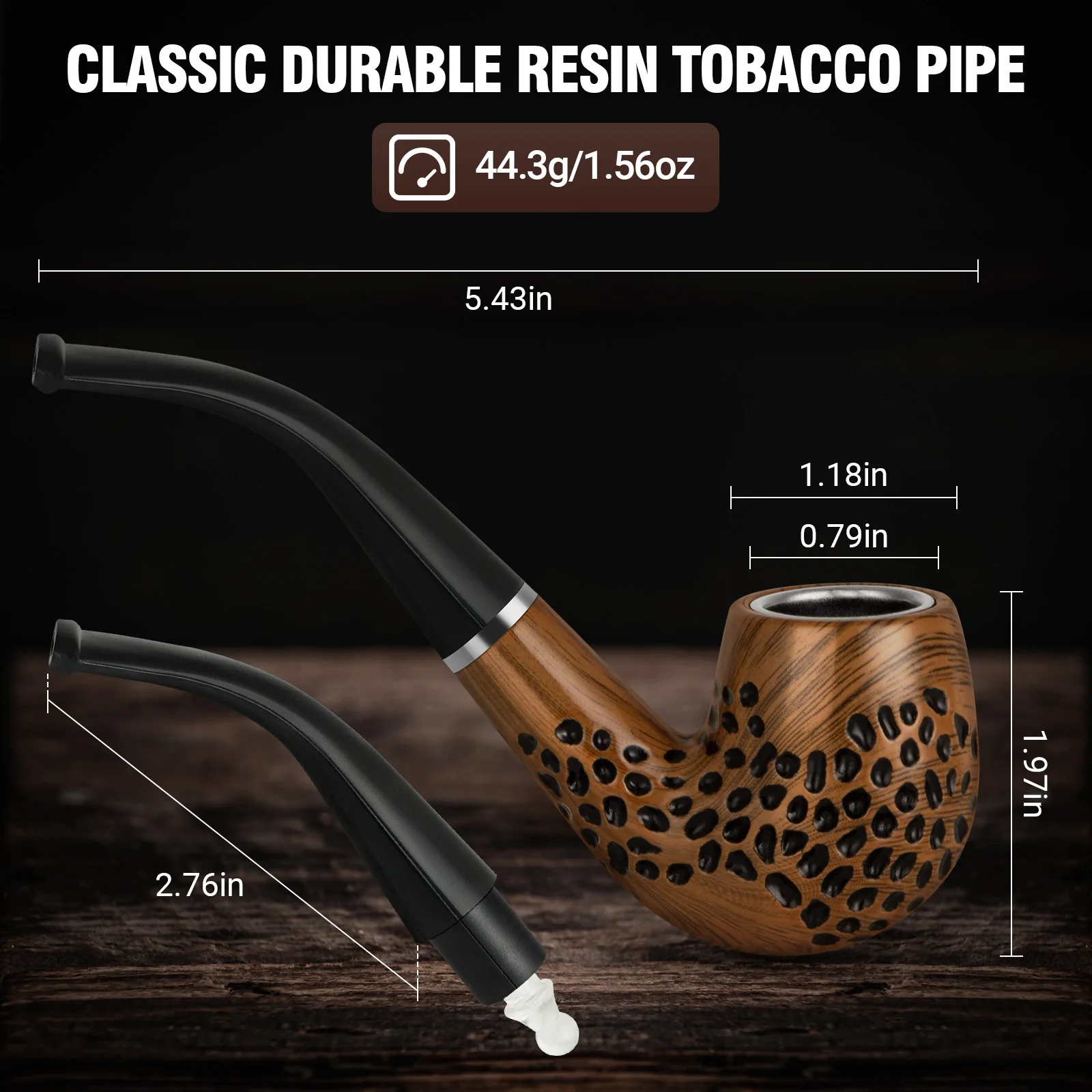 Tesonway Smoking Pipe Set, Resin Pipe with Pipe Pouch, Smoking Accessories, Beginner Pipe Kit