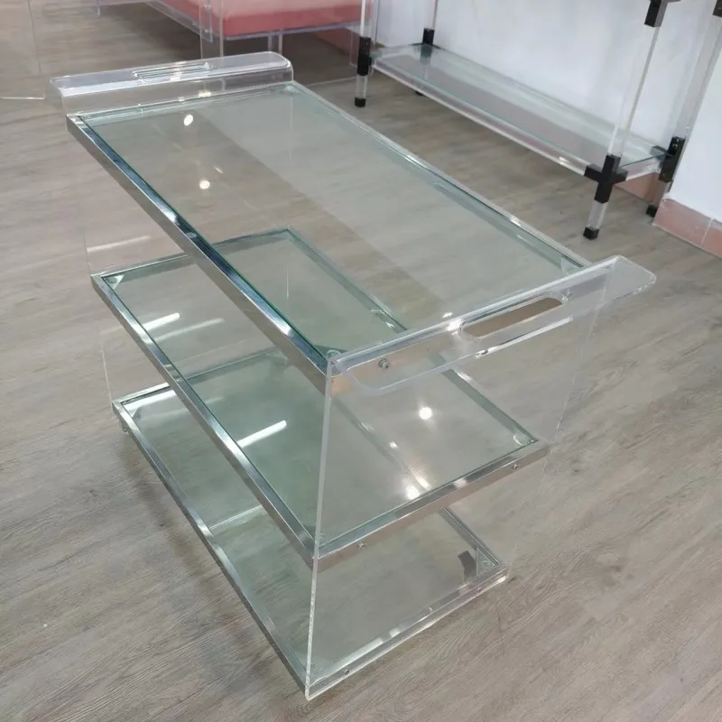Factory direct sales fashion villa acrylic transparent wine cart hotel dining car four-wheel wine cart