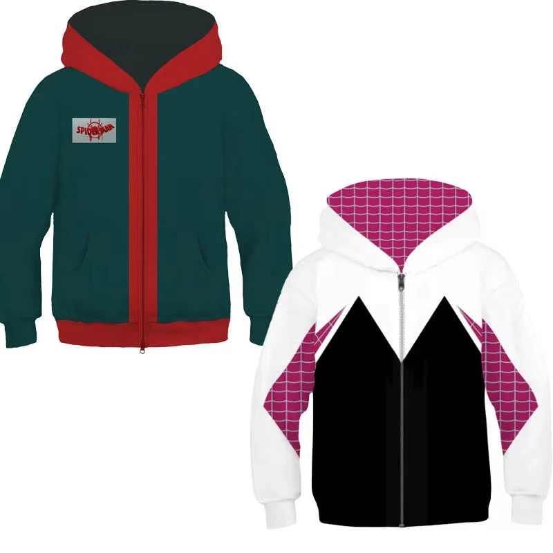 Толстовки Crianças super-heróis milhas morales estilo 3d с полной волной, moletom aranha gwen jaqueta para meninos meninas аниме косплей ved