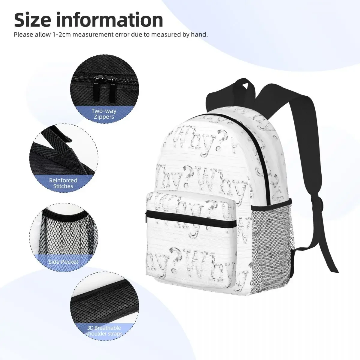 لماذا الحد الأدنى سؤال وجودي تي شيرت حقيبة الظهر Daypack بنين بنات BookBag حقيبة مدرسية حقائب الكتف للرجال والنساء