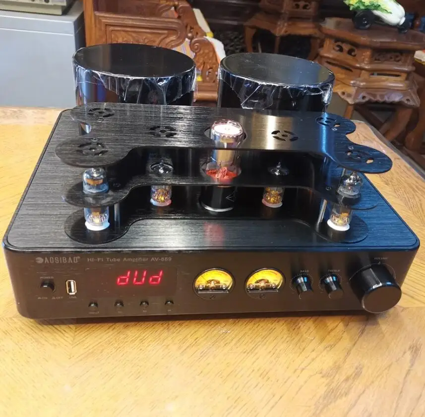 

Good quality High-power 200W*2 HIFI high-fidelity Bluetooth USB U-disk fiber coaxial tube amplifier home VU meter amp