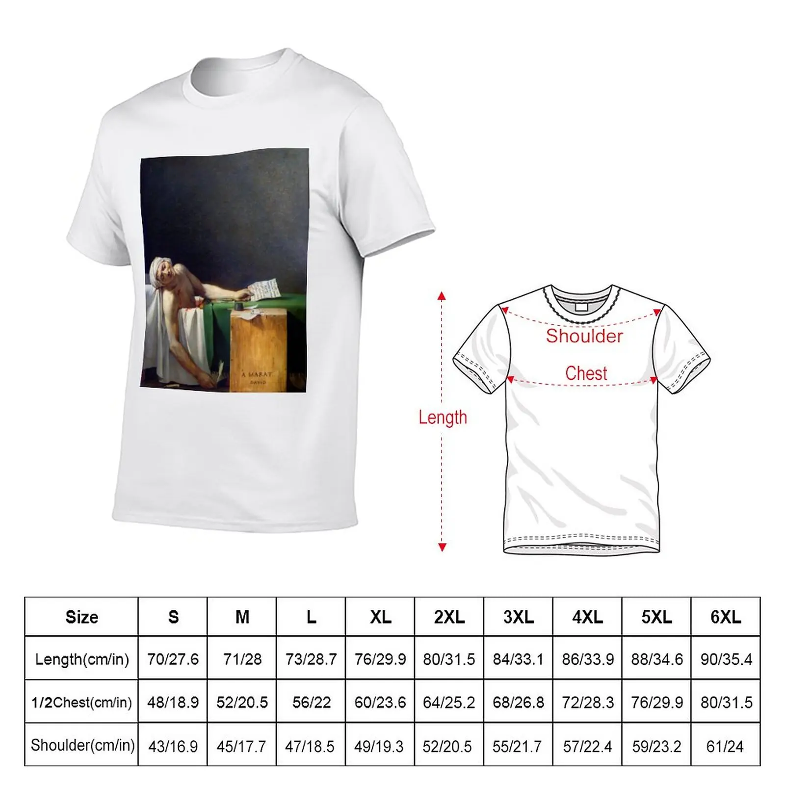 New The Death of Marat by Jacques-Louis David T-Shirt Short sleeve custom t shirts mens t shirts casual stylish