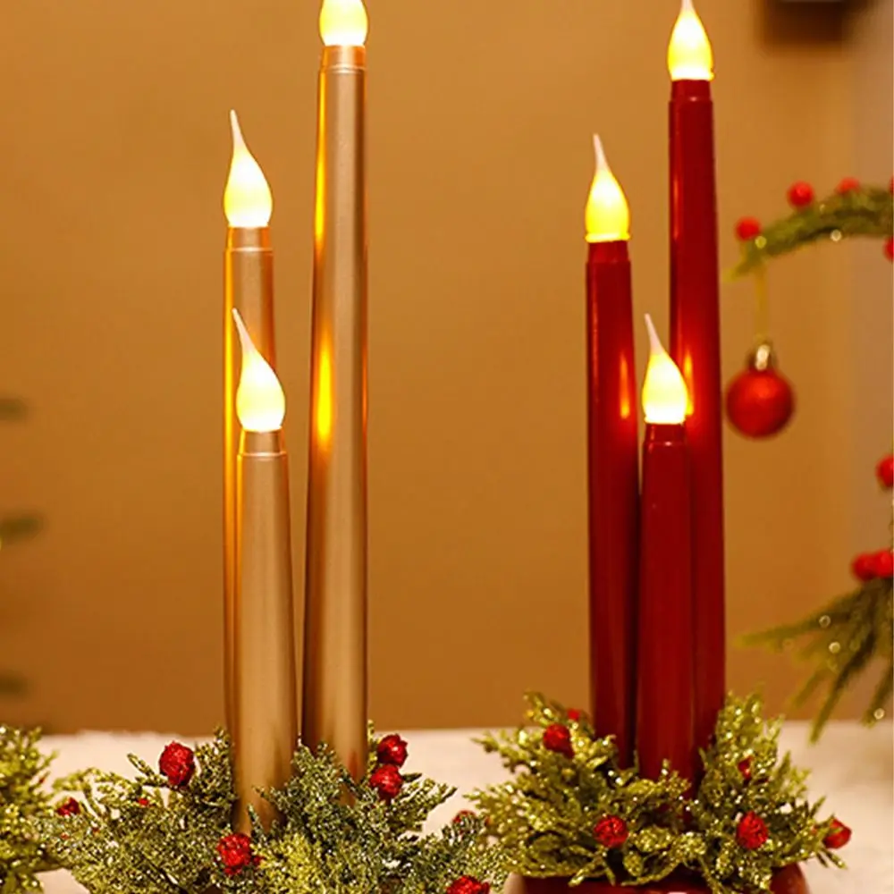 Retro Christmas LED Candles Light Luminous Plastic Electric Candle Tealight Elegant Flickering Simulated Candle Light
