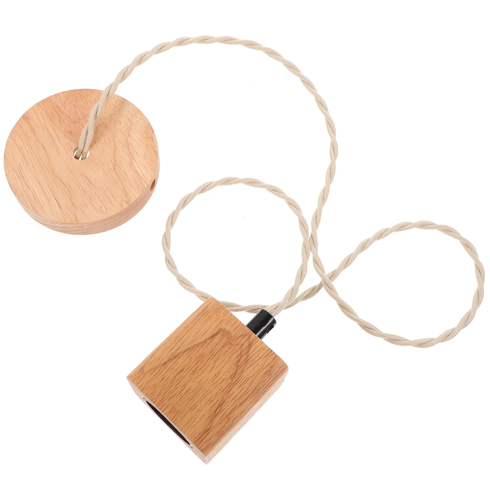 

Wooden E27 Lamp Base Replacement Lamp Socket Easy Install DIY Pendant Light Holder Light Fixture Parts Classic Tone