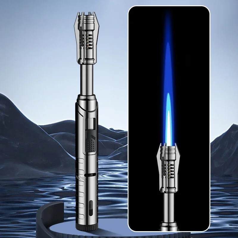 2024 New Unusual Butane Gas Lighter 360° Use Metal Outdoor Windproof Turbine Torch Jet Lighter Gun BBQ Welding Cigar Tool