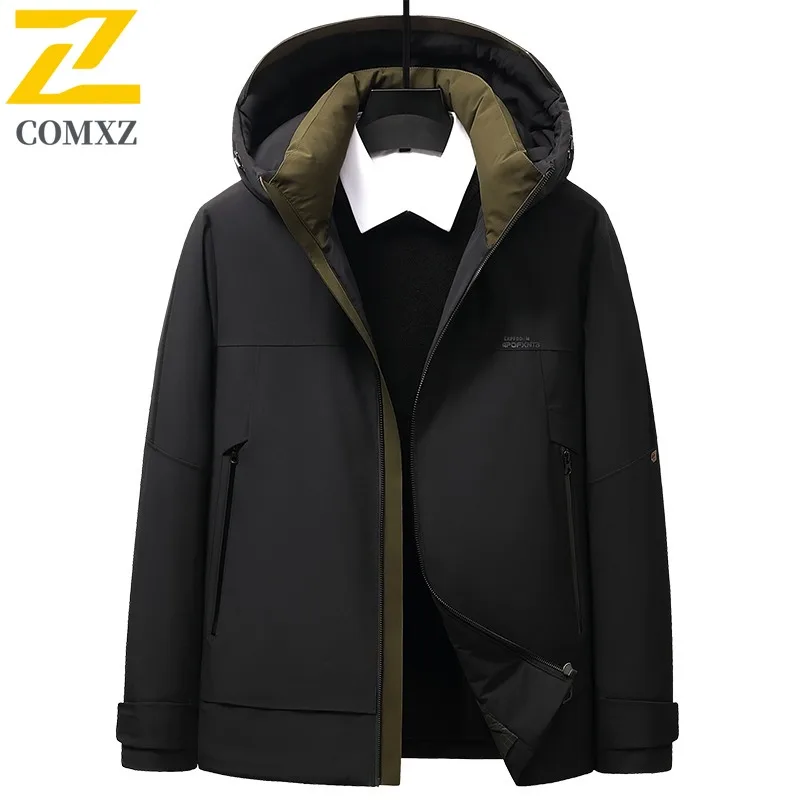 COMXZ メンズ ダウンジャケット クラシック ソリッドカラー アウトドア スキー 防風コート ファッション デイリースタイル 軽量 秋冬服