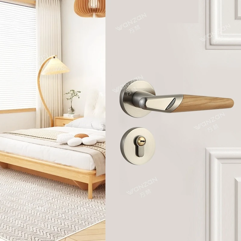 

Modern Simple Zinc Alloy Solid Wood Door Handle, Household Room Door Wooden Door Lock, Magnetic Silent Split Handle Lock