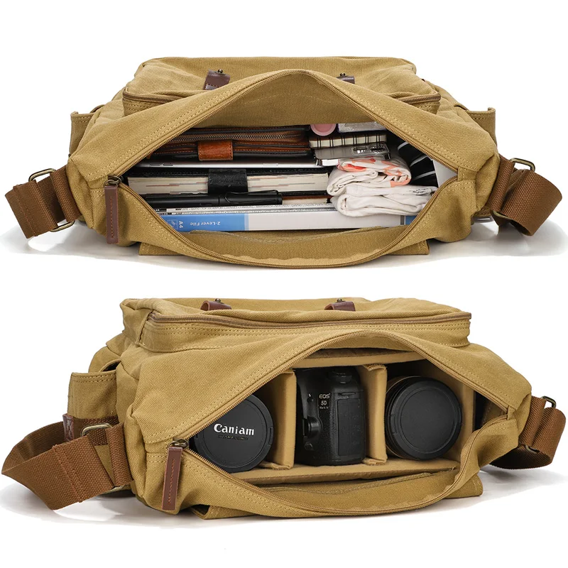 حقيبة كاميرا قماشية للسفر، حقيبة كتف لكاميرا DSLR مع حقيبة داخلية قابلة للإزالة #4