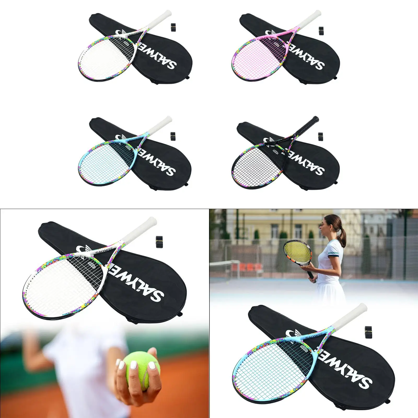 

Tennis Racket Lightweight for Beginners Men Women Nonslip Grip with Carry Bag Training for Park Beach Garden Summer Competition