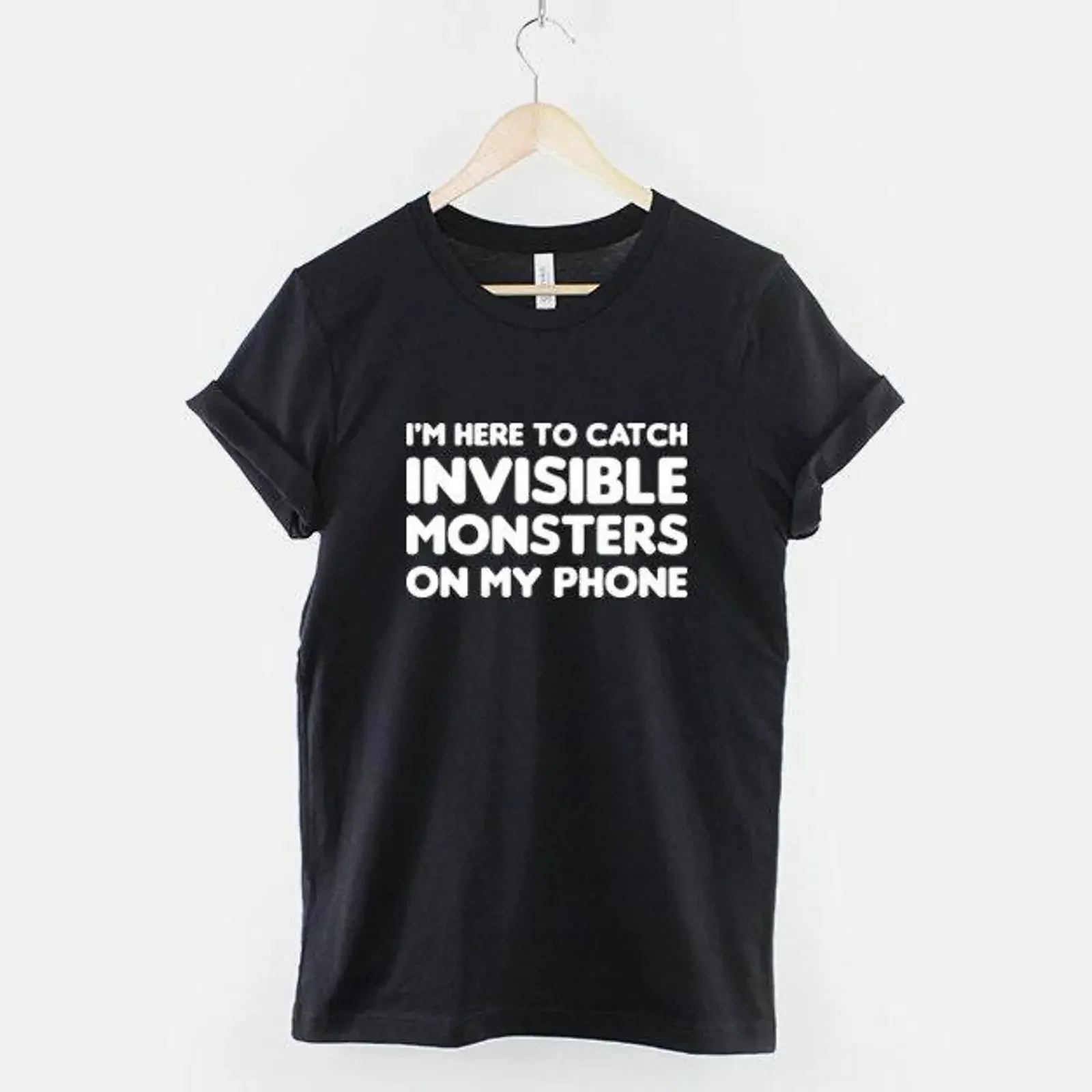 Invisible Monsters App T Shirt Retro Mobile Gamer Funny Gaming for vintage Washed Stylish Casual streetwear graphic Unisex