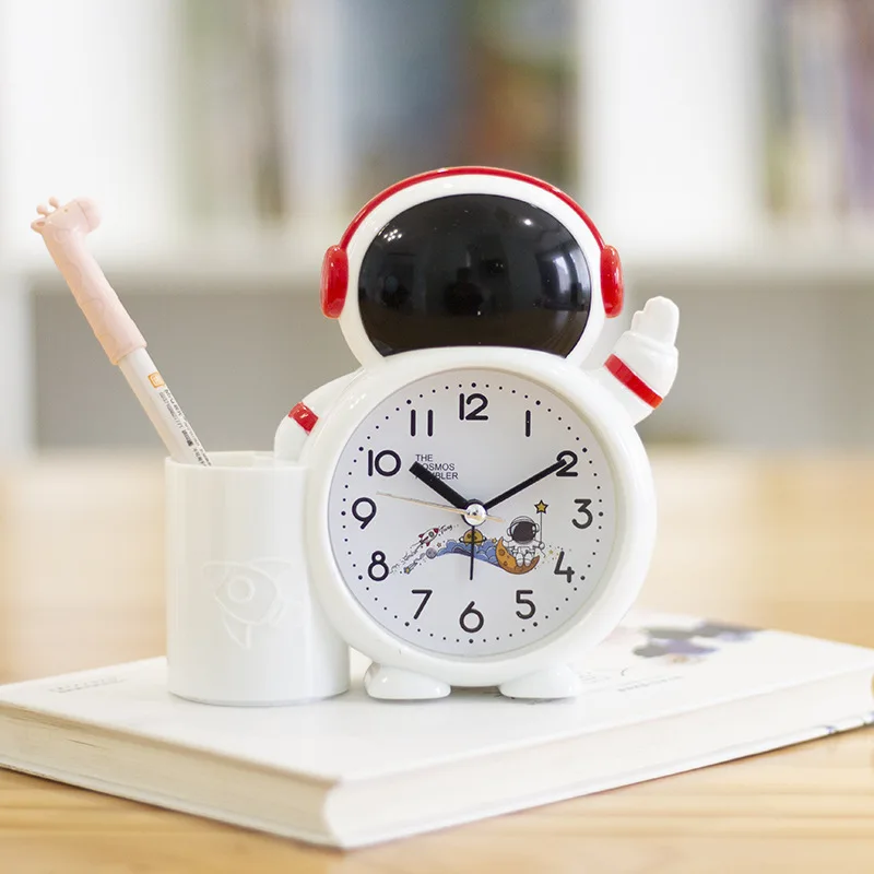 

HomeDecorCreative astronaut pen holder alarm clock student children dormitory small watch bedroom bedside clock plastic cartoon