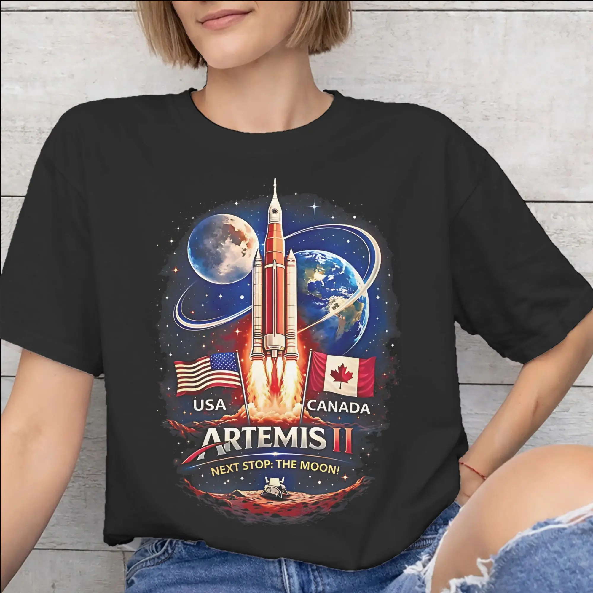 Artemis II Mission To The Moon 2026 Artemis 2  Tee Shirt for Men Women Gift Idea T Shirts  Cotton Clothes