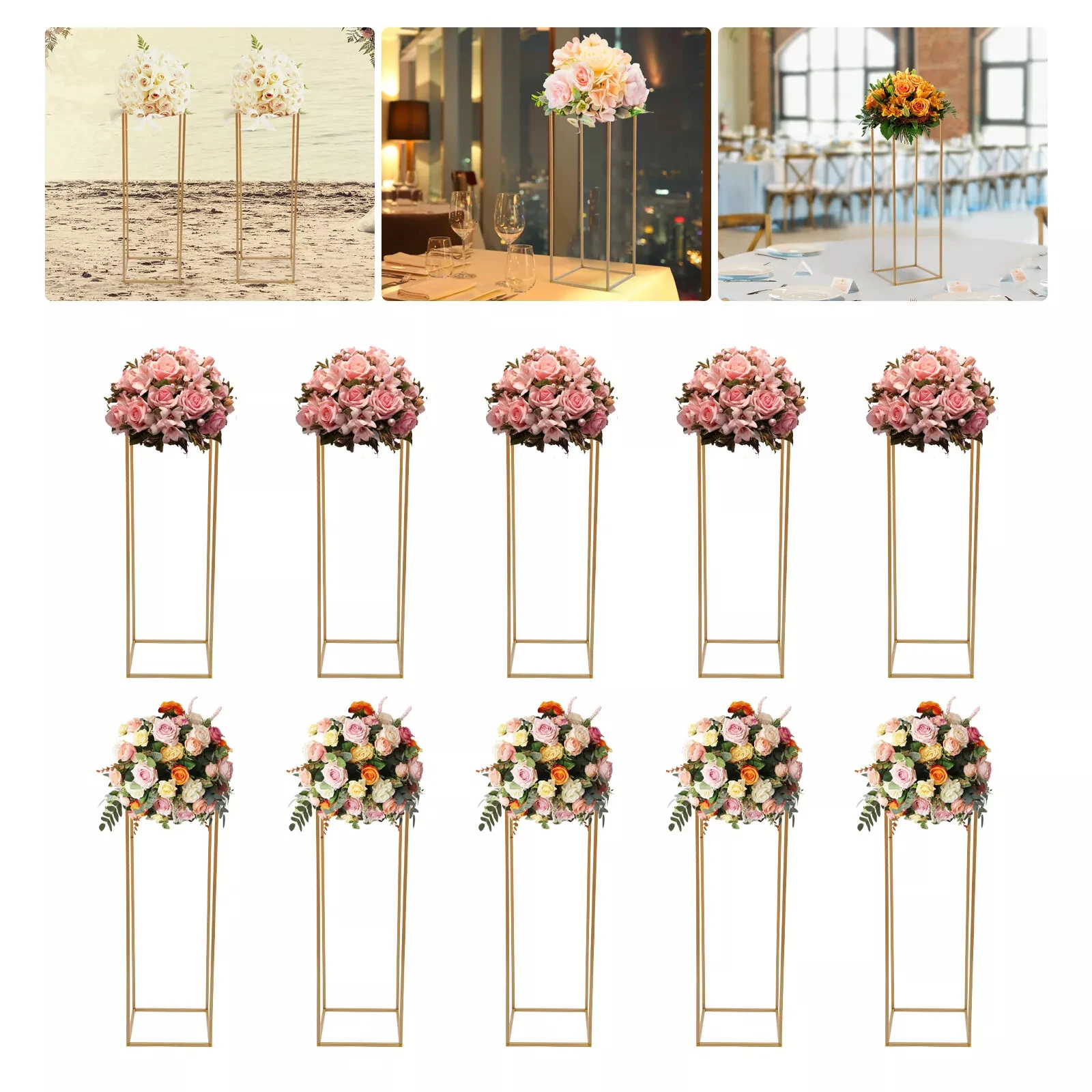 

10PCS Column Flower Stand for Weddings, Cylindrical Metal Display Rack, 31.5inch
