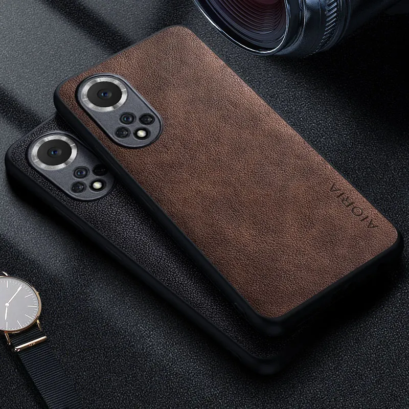 Premium Luxury leather Phone Case for Huawei Nova 9 7 6 Pro Retro Business Style Solid color funda capa cover