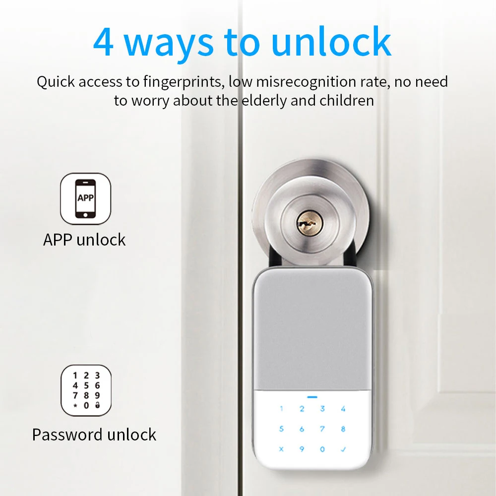 Imagem -02 - Caixa de Chave Digital Desbloqueio Remoto Wall Mount Segurança Lock Box Cadeado Bluetooth Senha Wi-fi App Ttlock