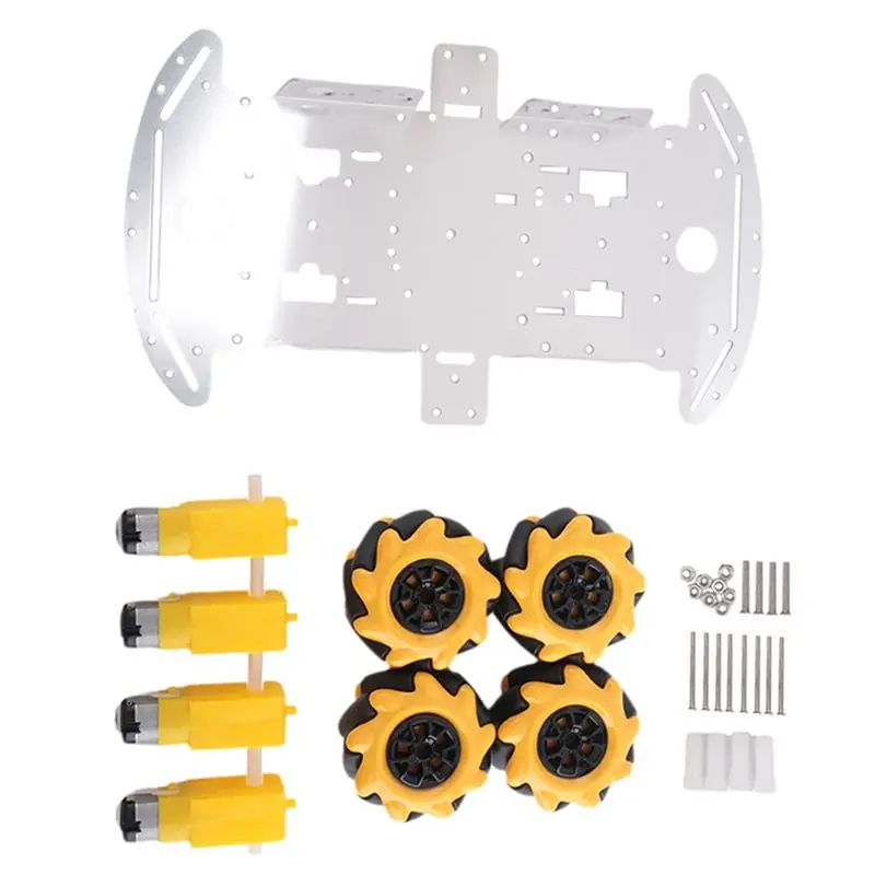 Smart Robot Car Kit Four-Wheel Smart Mecanum Wheel Single-Layer Aluminum Alloy Car Chassis DIY Assembly Kit Car Accessories