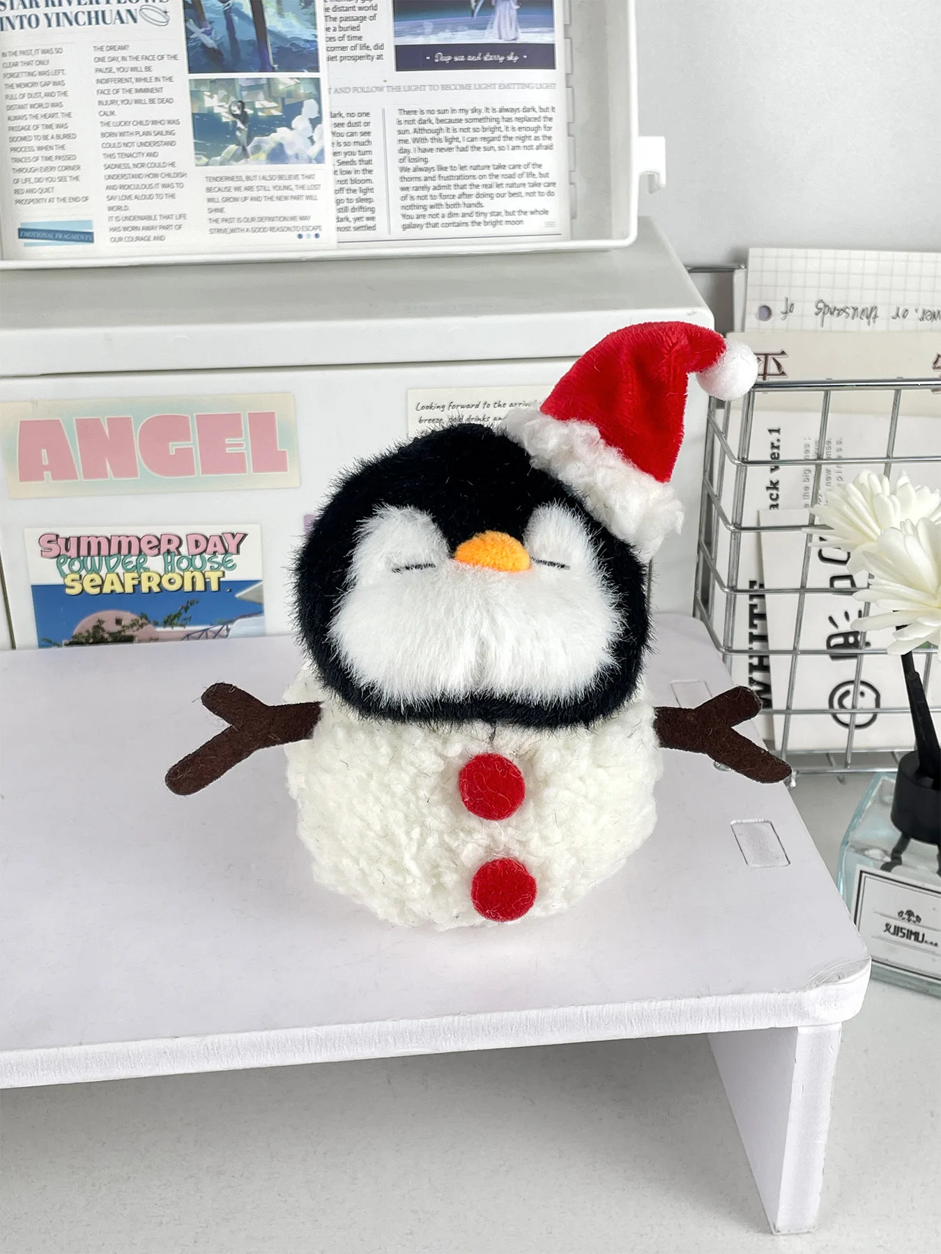 لطيف البطريق أفخم قلادة الربيع، الصيف، الخريف، الشتاء، اللوازم المكتبية الإبداعية، الزينة، دمى المفاتيح زوجين