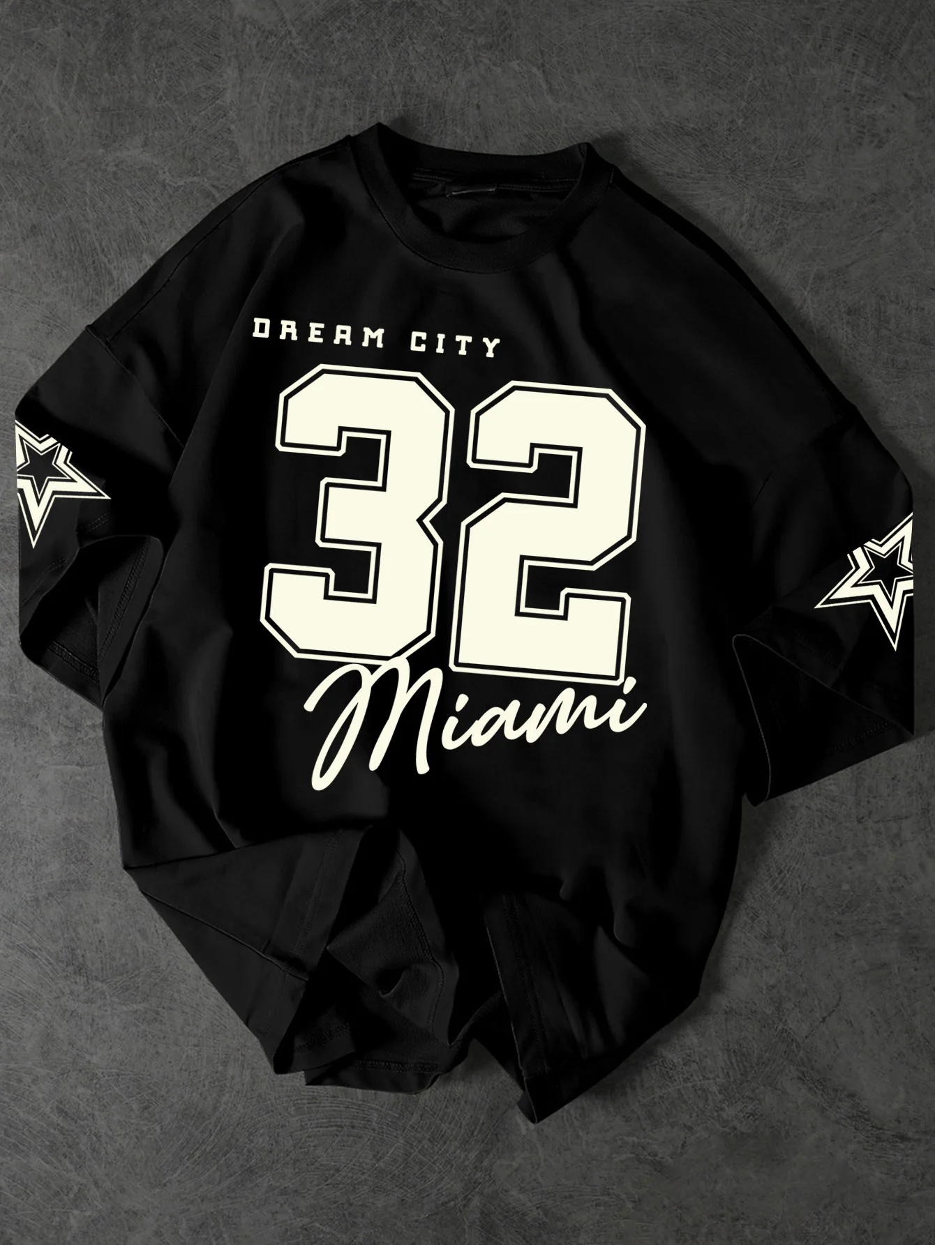 Men's Miami 32 T-Shirt Script & Block Number Print Streetwear Crew Neck Short Sleeve Polyester Casual Tops S-XXL