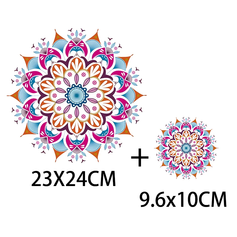 Parches para planchar en la ropa, pegatinas térmicas de rayas de flores de Mandala de Fátima, pegatina Fusible de transferencia de calor, parche