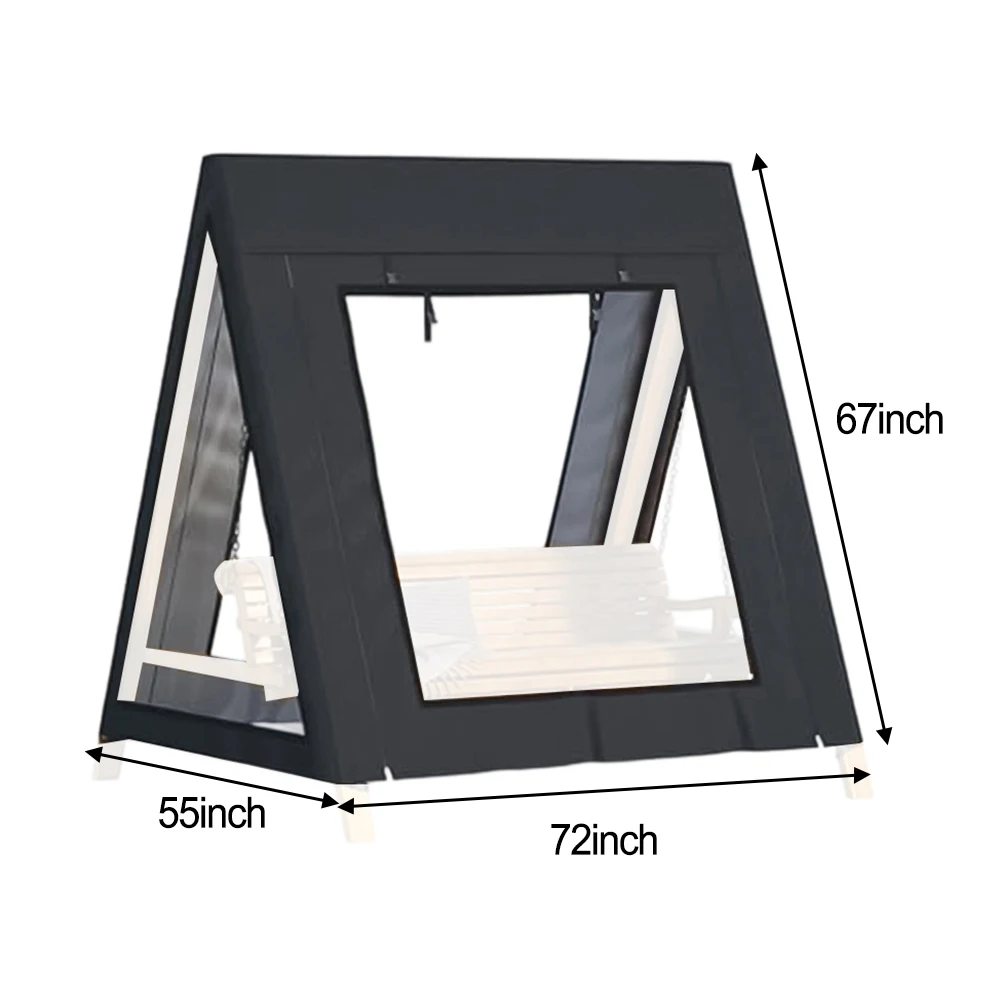 Housse de balançoire extérieure pour balançoire de patio AFrame 72 x 55 x 67 pouces, tissu Oxford imperméable avec fenêtres enroulables pour la ventilation