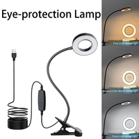 USB Foldable Reading Lamp 48 LEDs Clip on Desk Lamp 360°Flexible Gooseneck Reading Table Light Brightness Adjustable 3 Level
