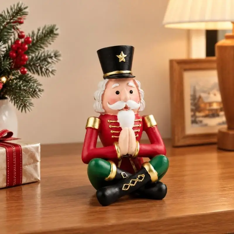 Yogas Nutcrackers Statue Funny Nutcrackers Soldier Figurine Christmas Nutcrackers Soldier Decors with Tall Hat, Beard, B03E
