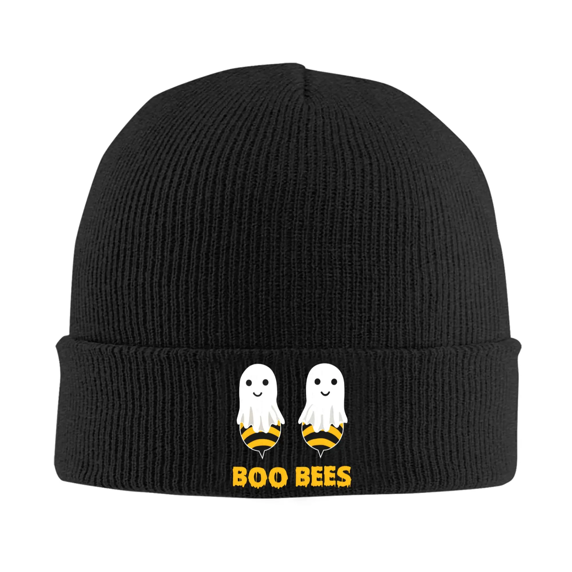Boo Bees Halloween Funny Halloween Beanie Hats  Bonnet Hats Unisex Adult Street Y2K Outdoor Knitted Hat Autumn Elastic Caps