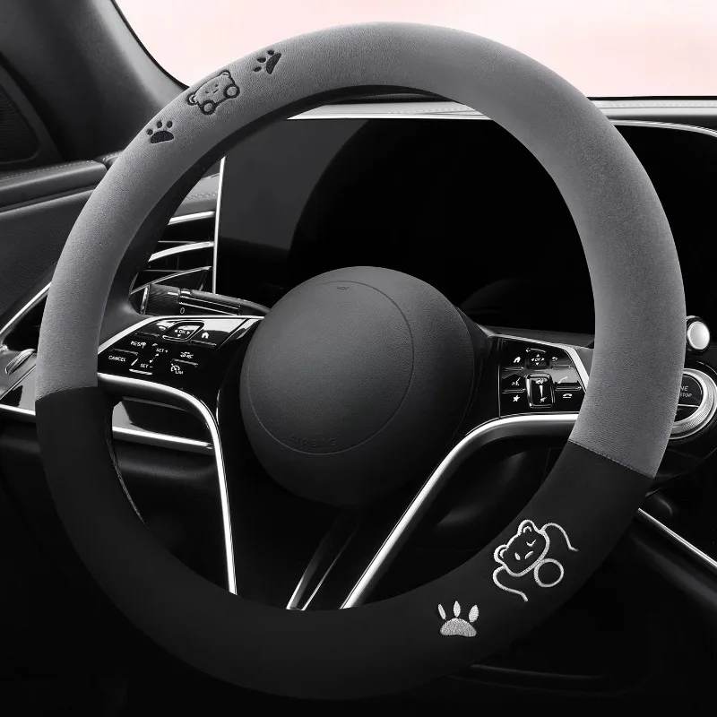 

Car steering wheel cover short plush velvet winter warm, non-slip, comfortable and cute steering wheel protective cover