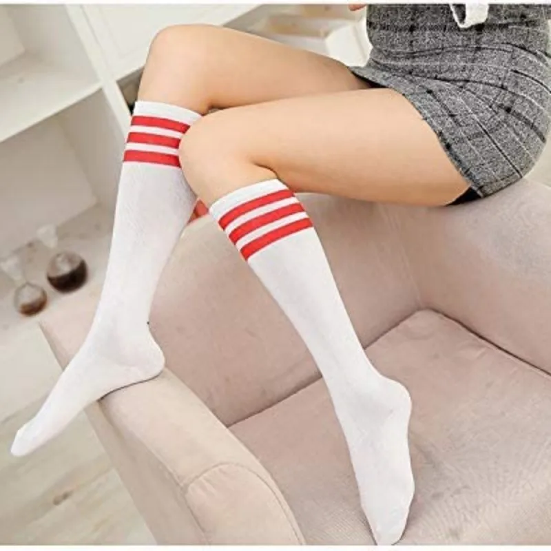 Unisex Compression Socks Football Socks Non-slip Long Tube Knee High Stockings Socks Striped Soccer Socks Running Sports Socks