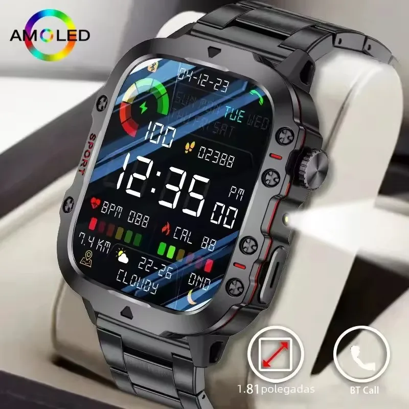 

New Original Rugged Military Men Smart Watch Bluetooth Call Fitness Clock 3ATM IP68 Waterproof Sports Smartwatch for Android IOS
