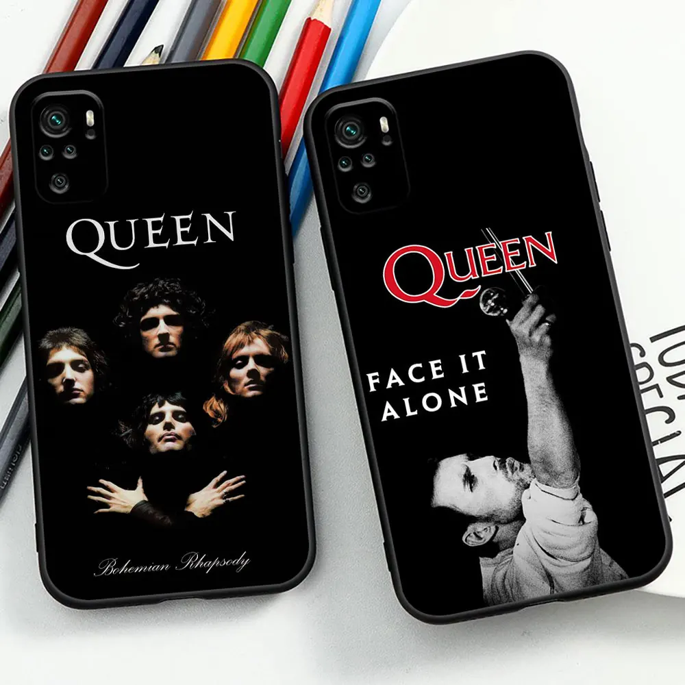 Freddie Mercury Queen band Phone Case For Xiaomi Redmi Note 12T URBO 12 12S 11 11T 11S 10 10S 9 9T 9S 8 8T PRO PLUS Black Cover