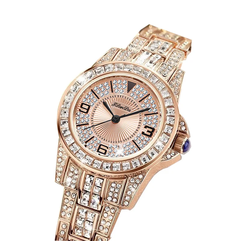 Montre-bracelet en acier étanche pour femme, marque originale, diamants dorés, cadeaux pour filles, marques haut de gamme, montre élégante pour femme, 2024