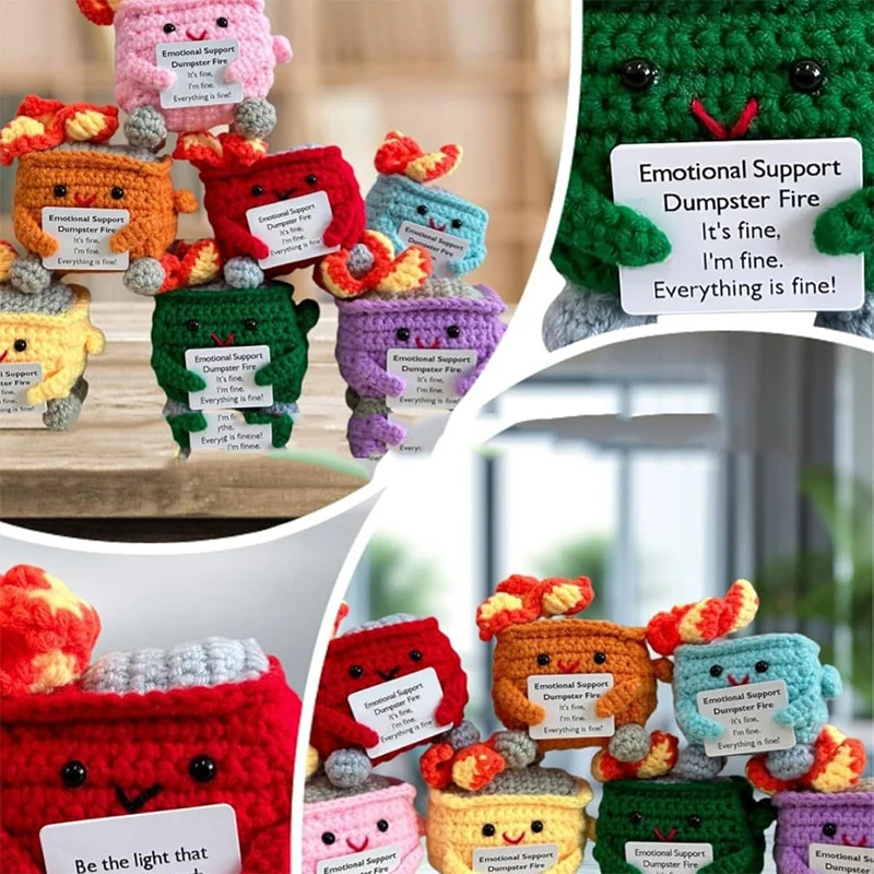 Crochet Dumpster Fire Cute Emotional Support Dumpster Fire Positive Crochet Dumpster Fire Funny Gifts For Friends Coworker