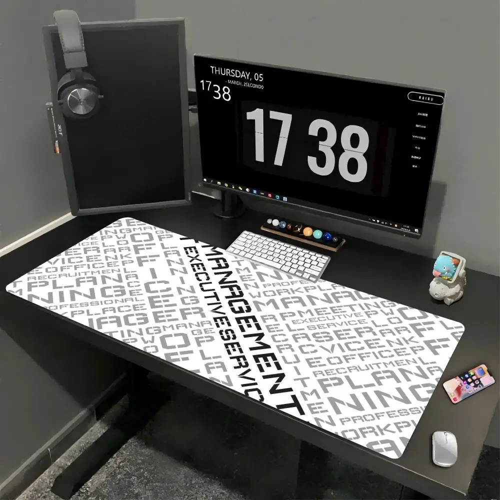Large Gaming Mouse Pad Cyber Futuristic Tech Typography XXL Deskmat Non‑Slip Rubber Mousepads Keyboard Mat Game Table Mats