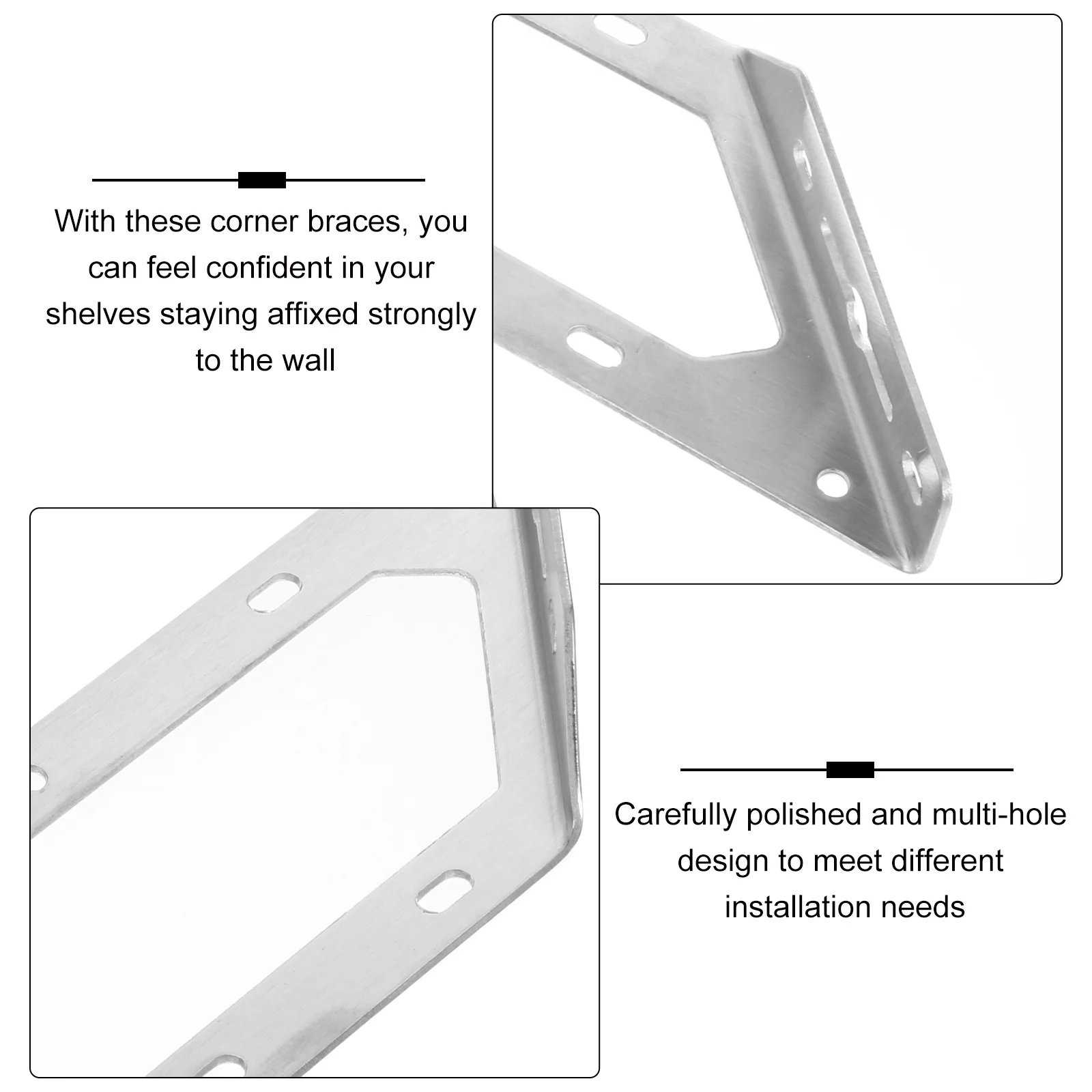 

4Pcs Stainless Steel Corner Braces Shelf Fixed Bracket Design Strong Support Display Prized Possessions