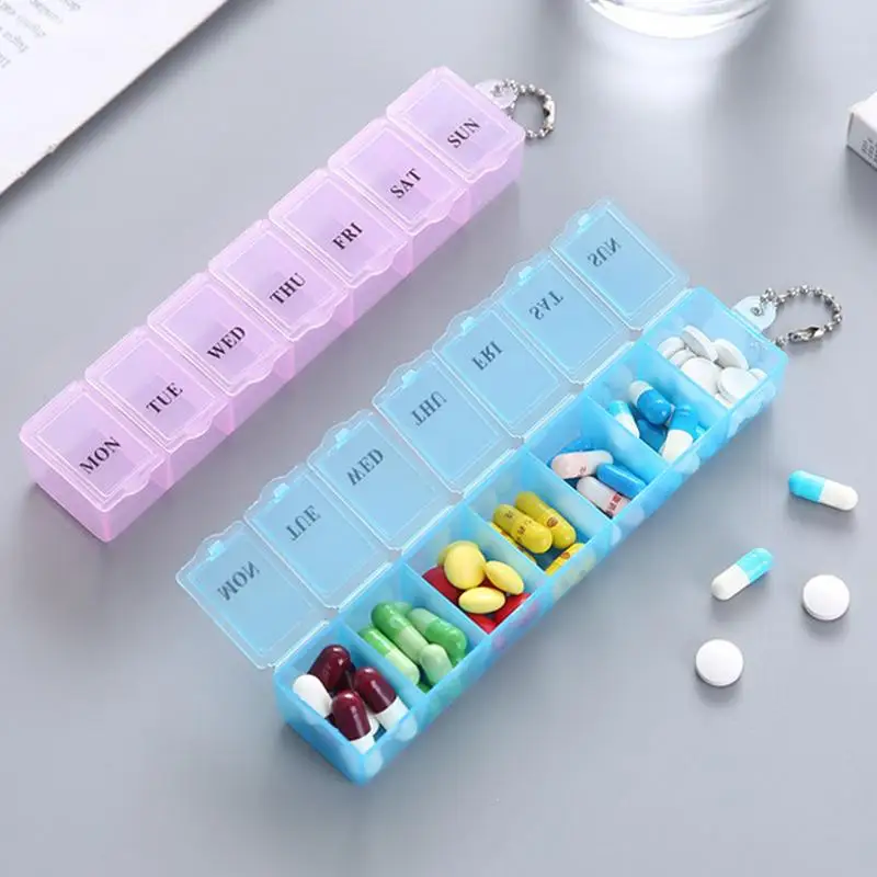 New Weekly Portable Travel Pill Cases Box 7Days Organizer 14 Grid Pills Container Storage Tablets Vitamins Medicine Organizer